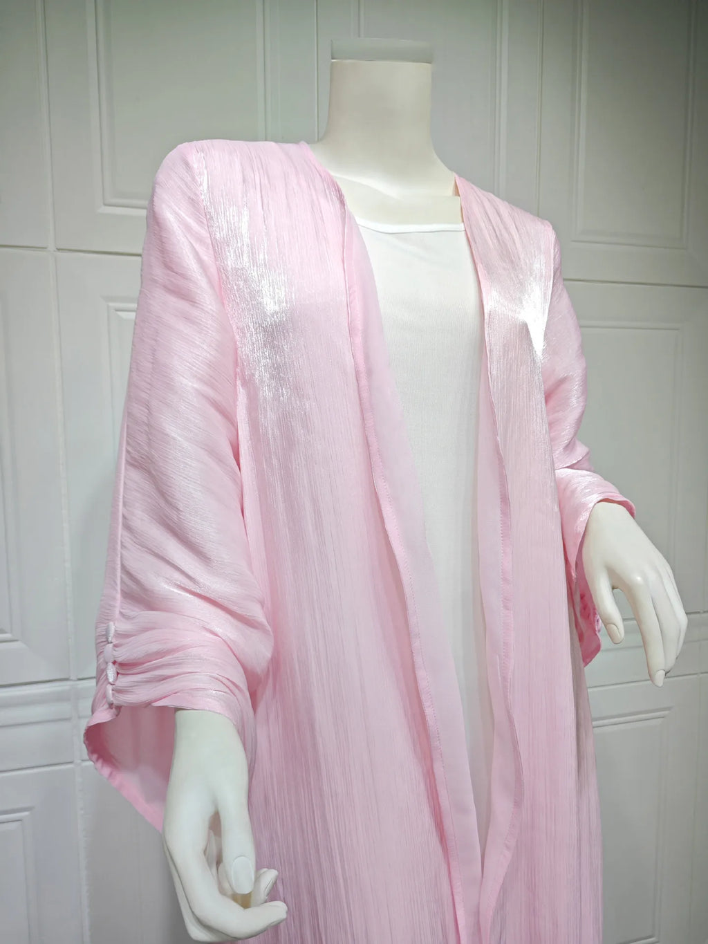 Eid Zijdeachtige Abaya's voor Vrouwen Moslim Jalabiya Ramadan Jurk met Knopen Mouwen Ramadan Kaftan Feestjurken Vestido Largo Cardigan