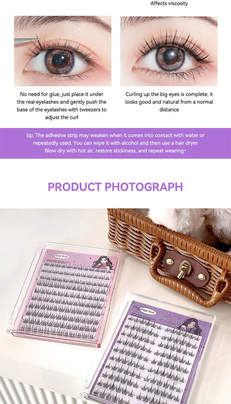 Gege Bear Lijmloze Valse Wimpers - Eenvoudige 3-Staps Applicatie, Natuurlijke Look, Perfect voor Beginners met Zonnebloem Desig