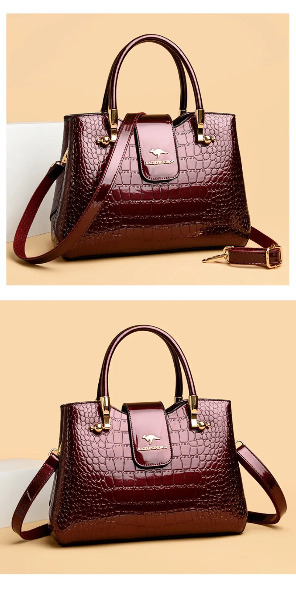 KAIDIFEINIROO Borsa a tracolla casual da donna in pelle PU con tracolla a marsupio, grande capacità, tre strati