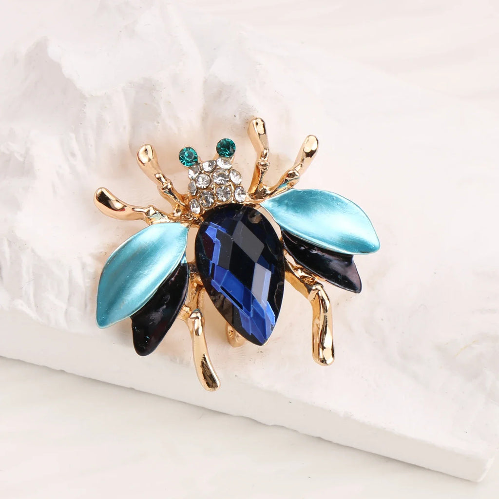 Spilla Corsage alla Moda con Strass Blu, Piccola Ape Carina, Unisex, per Feste, Vacanze, Regalo di Natale, Spilla