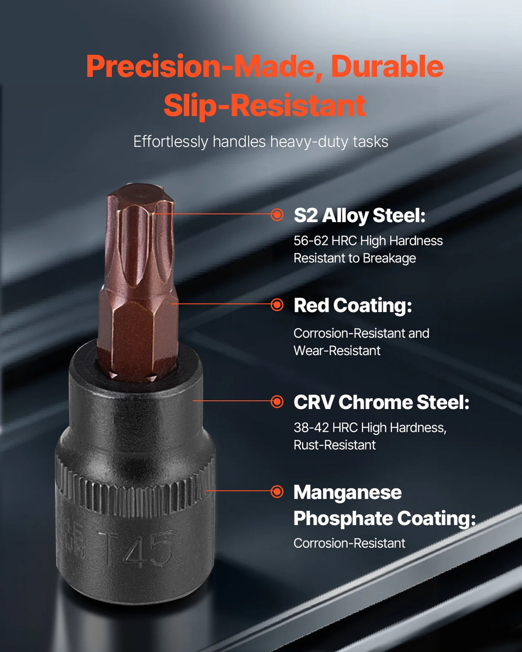 SucceBuy Torx Bit en Externe Torx Dopsleutel Set 31-delig Gelegeerd Staal en Cr-V Staal met Adapter en Verbeterde Opbergkoffer