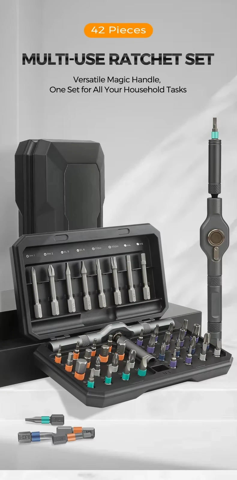 Set di cacciaviti a cricchetto magnetici senza fili 42 in 1 portatile mini maniglia kit di attrezzi di precisione per la riparazione domestica
