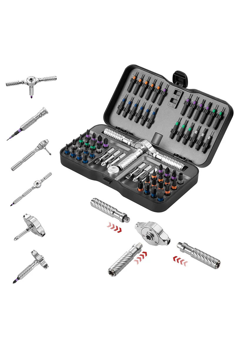 Set di cacciaviti magnetici a cricchetto di precisione 24/40/66in1 con impugnatura a T rimovibile e magnetizzatore per riparare mobili, elettronica e occhiali