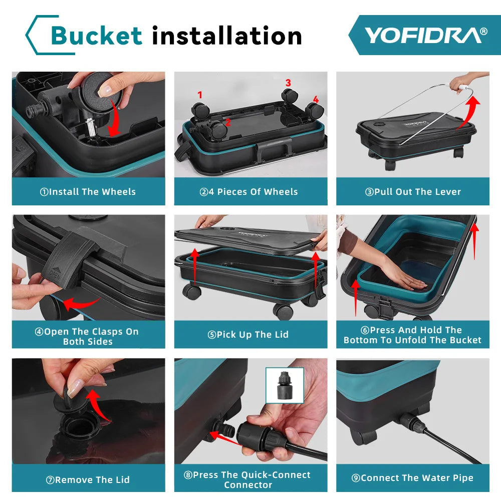 YOFIDRA 200Bar Pistola Idropulitrice Per Auto Senza Spazzole Ad Alta Pressione Con Secchio Pistola a Spruzzo Elettrica Per Giardino Per Batteria Makita 21V Pin
