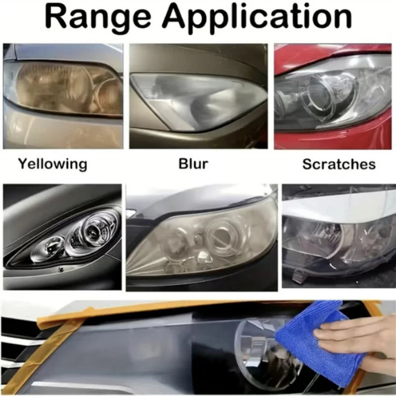 Professional Car Headlight Restoration Yellowing, Oxidation,Fogging Removes Automotive Front & Rear Light Polish Clean Care
