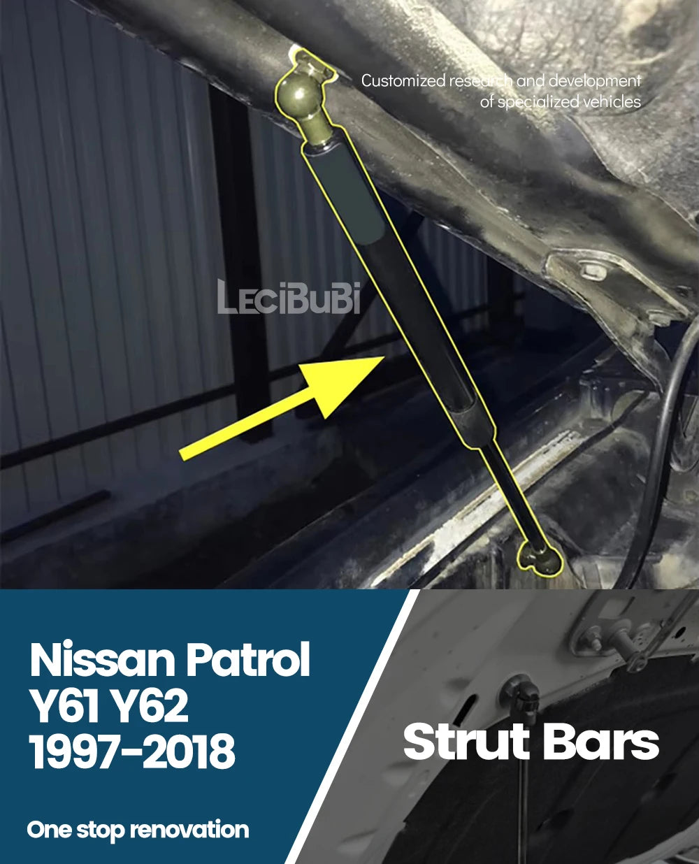 For Nissan Patrol Y61 Y62 1997-2018 2pcs Front Bonnet Hood Strut Lift Support Bars Gas Spring Dampers Rod Accessories