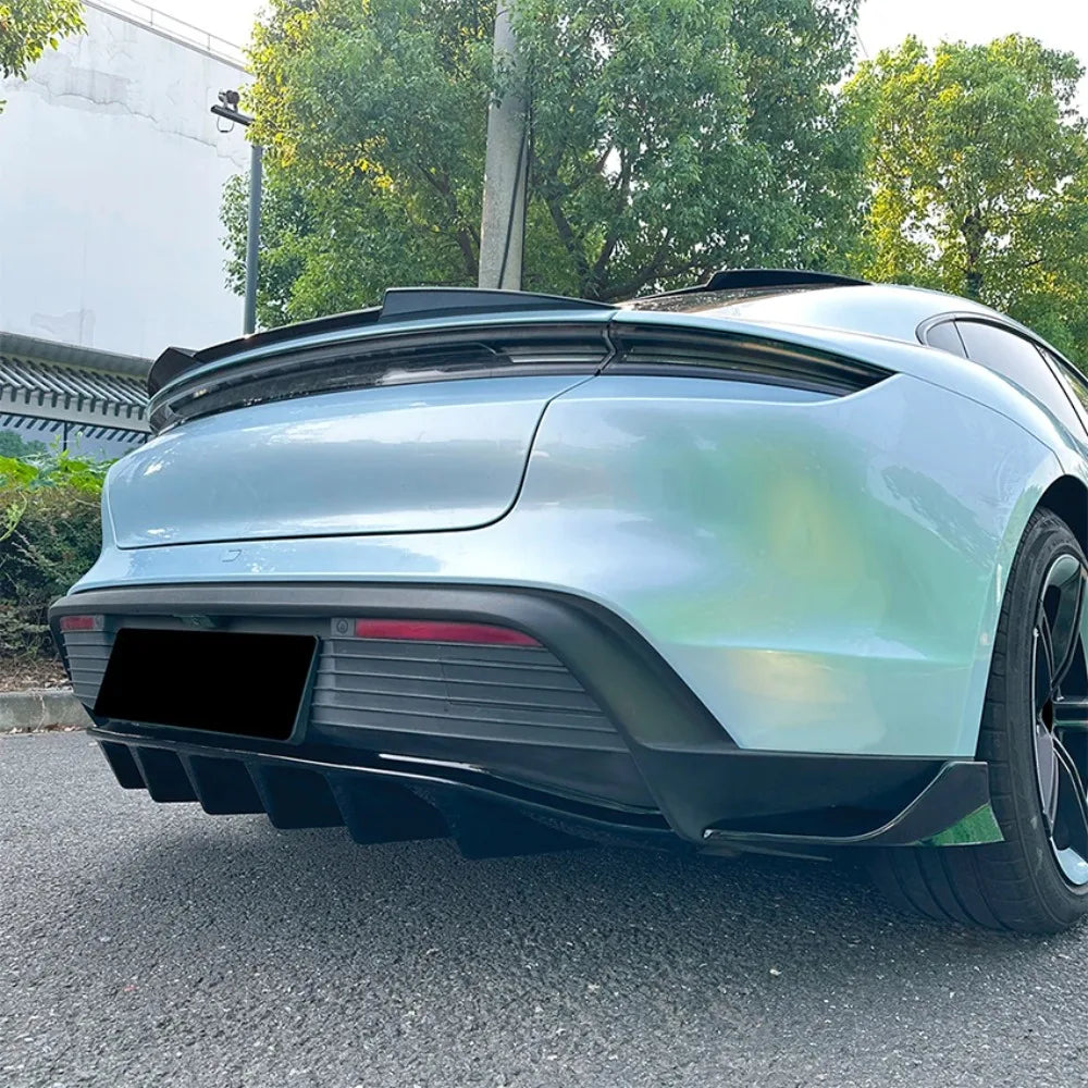 Car Rear Bumper Spoiler Lips for Porsche Taycan 2019-2026  Lower Shovel Skirt Diffuser Splitter Board Auto Accessories Tuning