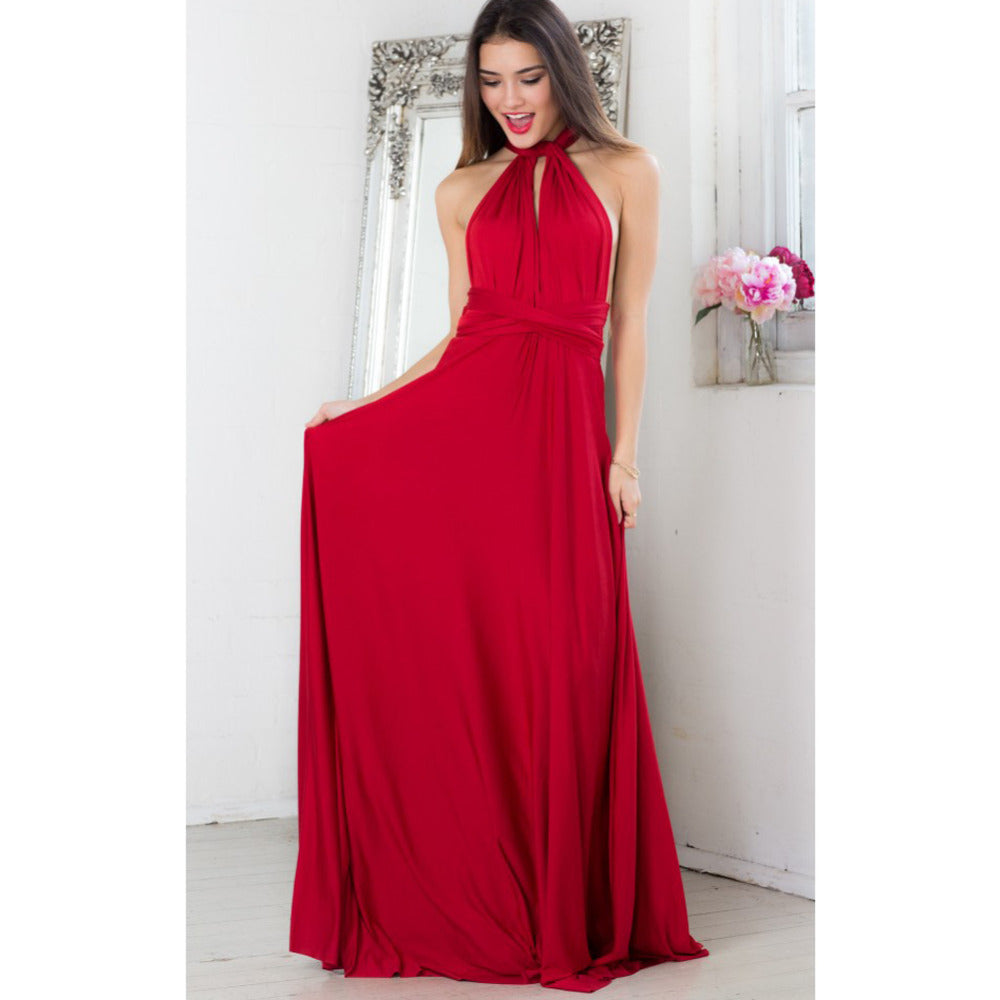 Sexy Vrouwen Multiway Wrap Convertible Boho Maxi Club Rode Bandage Lange Jurk Feest Bruidsmeisje Infinity Robe Longue Femme