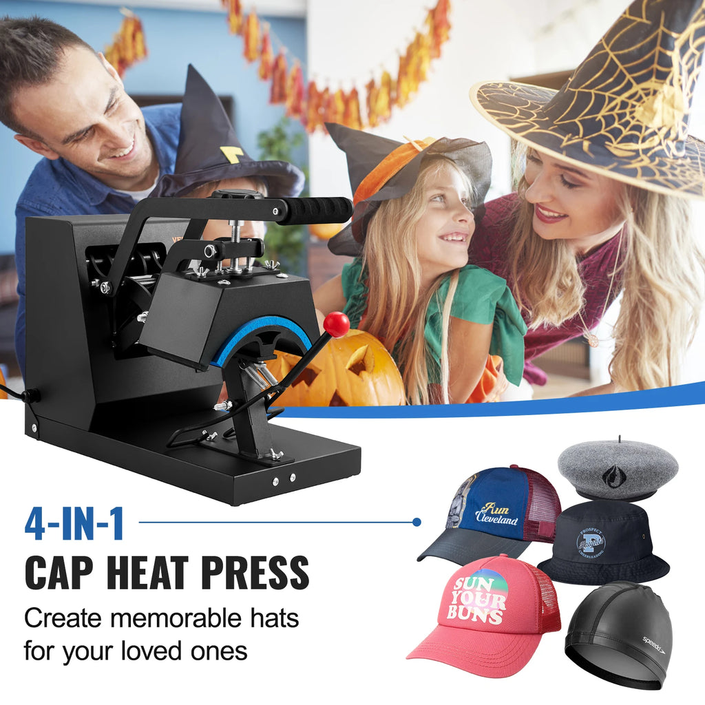 SucceBuy Cappello Pressa a Caldo 4 in 1 Macchina per Pressa a Caldo per Cappellini 6x3 pollici Trasferimento a Conchiglia LCD Digitale Timer Controllo della Temperatura