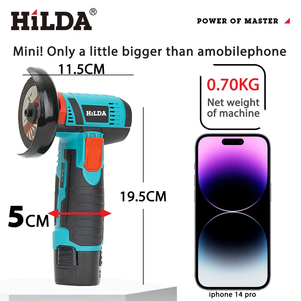 Smerigliatrice angolare HILDA 12V Strumento di levigatura a batteria per lucidatura e molatura Mini utensili elettrici a batteria diamantati