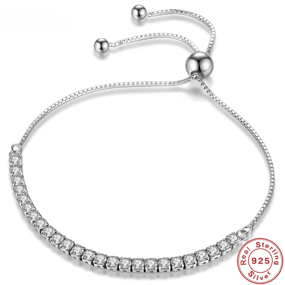 Bracciale Argento Sterling 925 Amore Elegante Zircone Tennis Catena di Cristallo per Donne Moda Nobile Fidanzamento Matrimonio Glamour