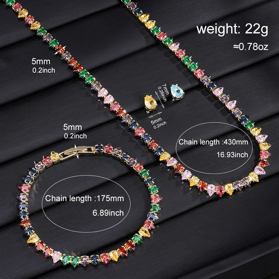 ZAKOL Splendido set di gioielli da sposa con collana e orecchini, con zirconi cubici rotondi trasparenti AAA, per feste, da donna