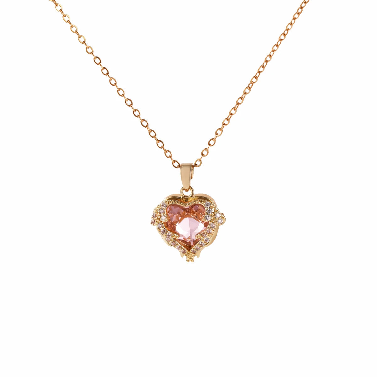 Luxe Kleurrijke Kristallen Oceaan Hart Hanger Ketting Voor Vrouwen Trendy 316L Roestvrijstalen Sieraden Vrouwelijke Trouwketting