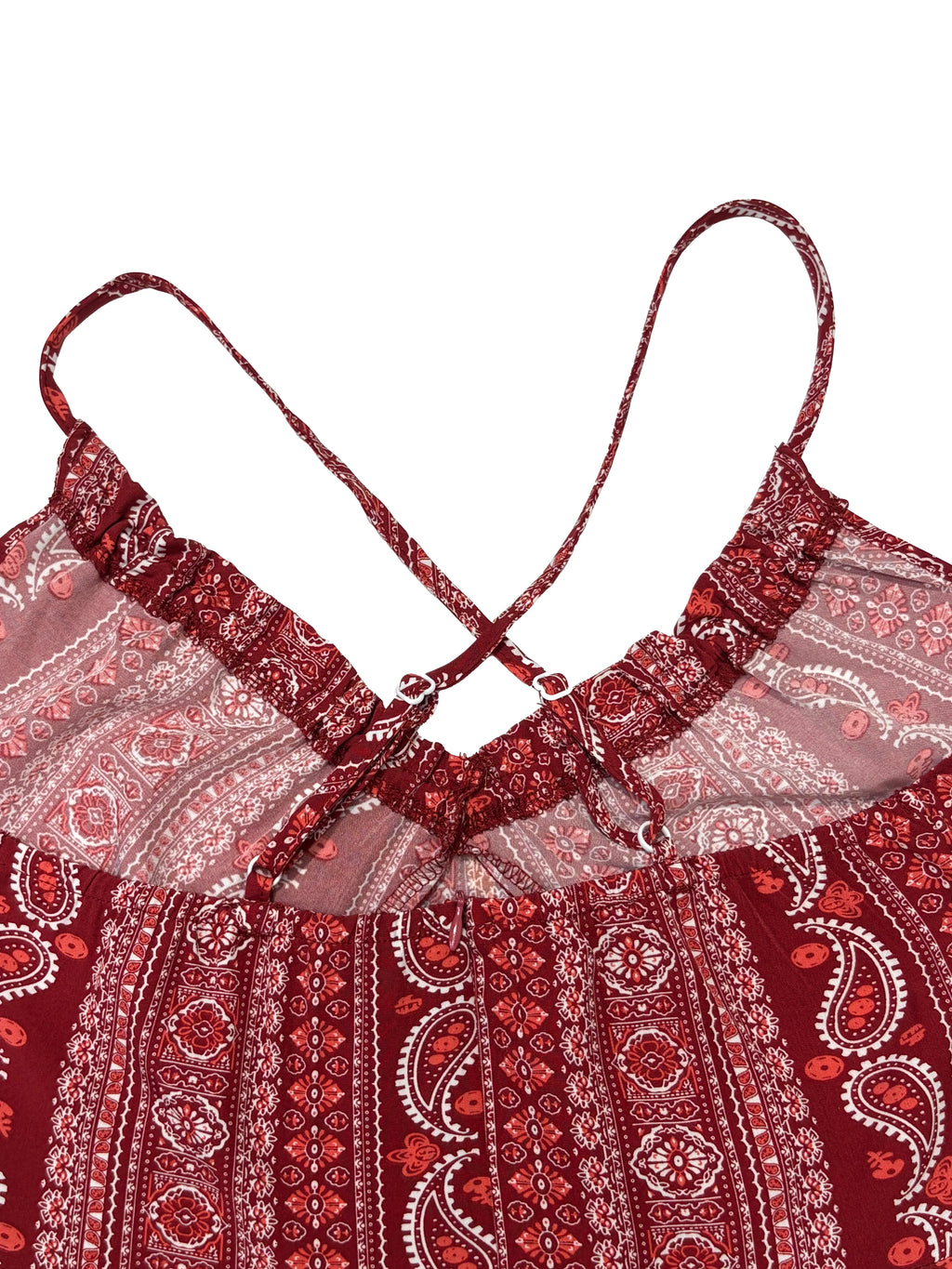 Dames Zomer Jurk met Etnisch Patroon, Open Rug en Split - Dames Zomerkleding Boho Mode Ruches Lange Jurk voor Strand