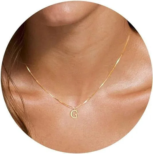 Collana con pendente in acciaio inossidabile placcato oro con lettere dell'alfabeto dalla A alla Z per donna, collane con iniziale a catena e girocollo, gioielli