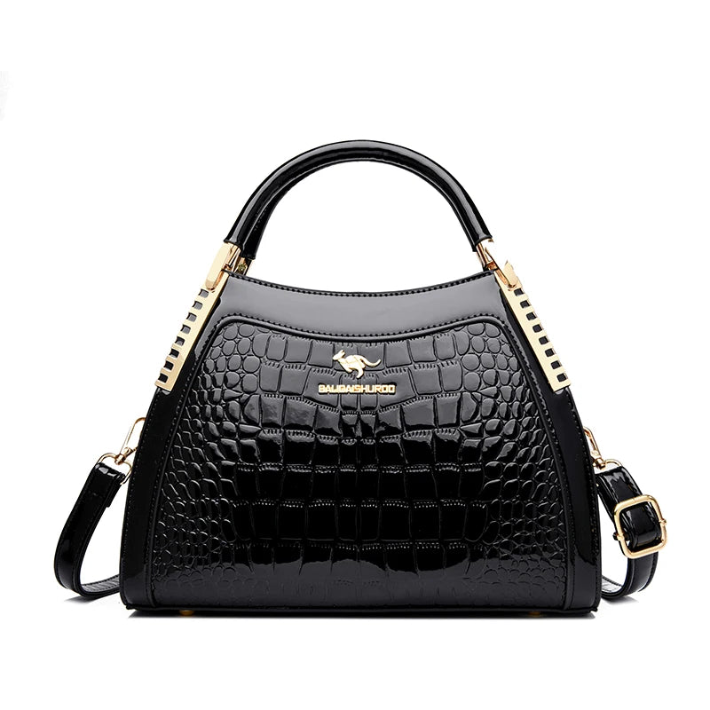 Borsa a tracolla da donna in pelle verniciata di alta qualità a tre strati Borsa a tracolla di lusso firmata casual Borsa a mano di grande capacità