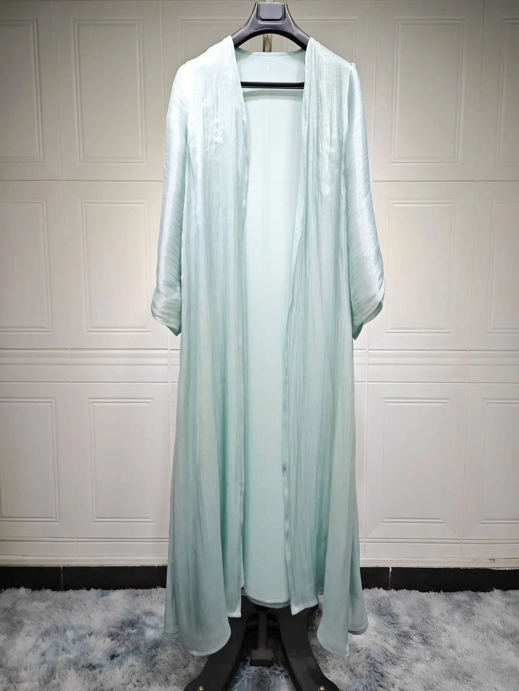 Eid Zijdeachtige Abaya's voor Vrouwen Moslim Jalabiya Ramadan Jurk met Knopen Mouwen Ramadan Kaftan Feestjurken Vestido Largo Cardigan