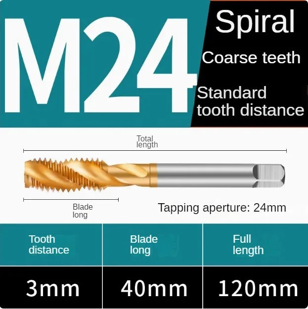 Titanium coated spiral tap extrusion tap tip tap tapping m2m2.5m3m4m5m6m8m10m12m14m16m18m20m22m24
