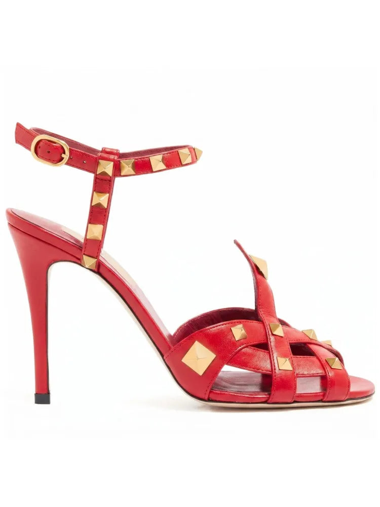 Zomer 2026 Ronde Kop Klinknagel Visbek Slanke Sandalen met Hoge Hak voor Dames, Modieuze Party Dames Plus Size Sandalen