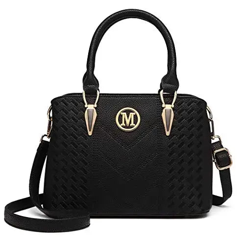 Miss Lulu WOMEN'S Handbag, Lychee Pattern Medium Handle bag, High Quality Knit Elegant Shoulder bag