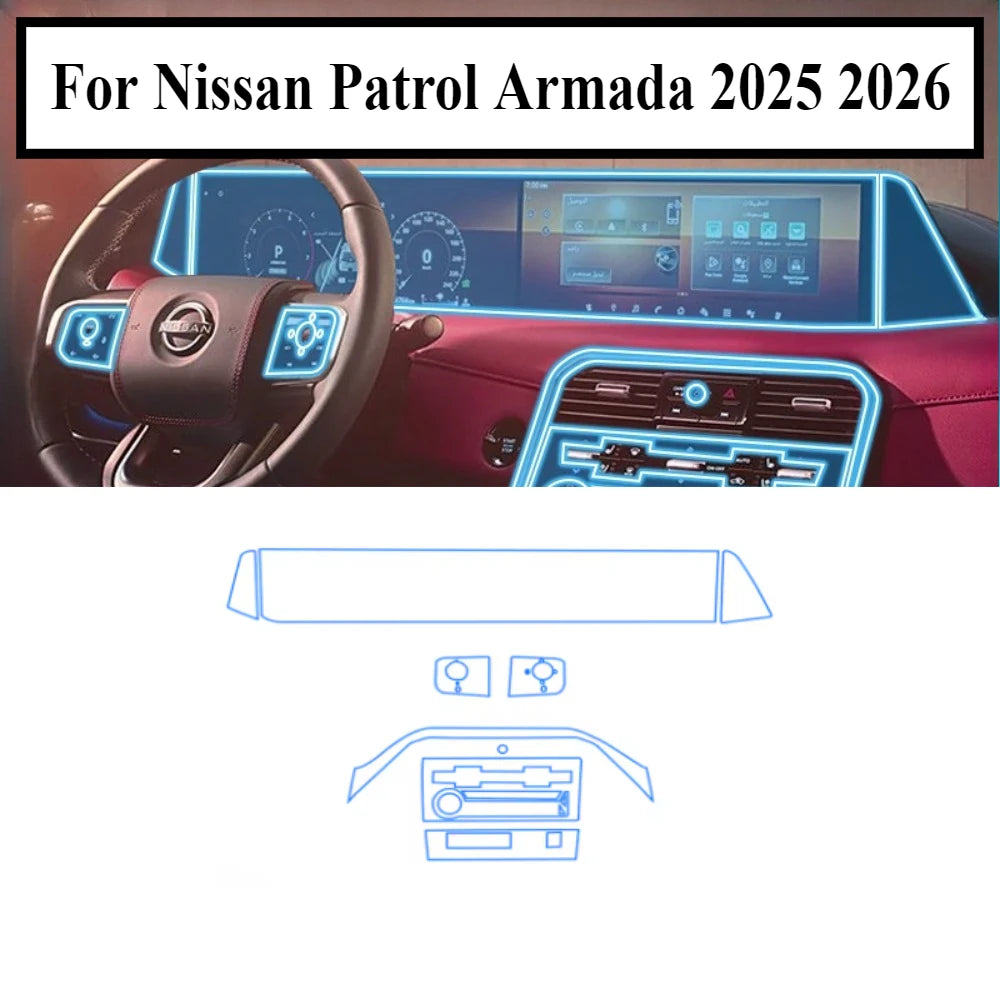 For Nissan Patrol Armada 2025 2026 PPF Protection Film Transparent TPU LCD Navigation Gear Panel Center Console Car Accessories