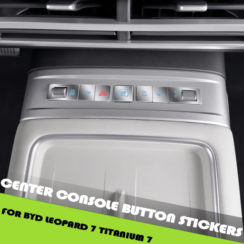 Car Center Console Gear Shift Button Sticker for BYD Leopard 7 Titanium 7 Modified Aluminum Alloy Button Stickers Upgrade Parts