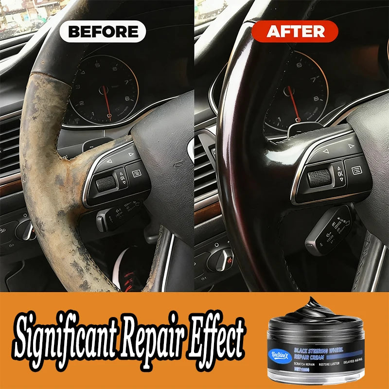 Car Steering Wheel Restoration Paste Black Plastic Parts Coating Enhanced Shine Restores Cracks Remove Scratches And Oxidation
