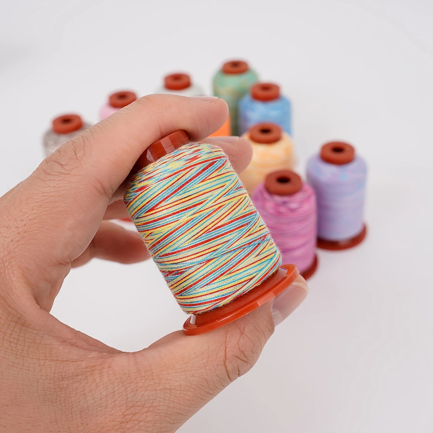 Multicolor Sewing Thread 500 Yards 12 Colors Set, Overlock Thread, Embroidery Thread, Gradient Color Thread for Sewing