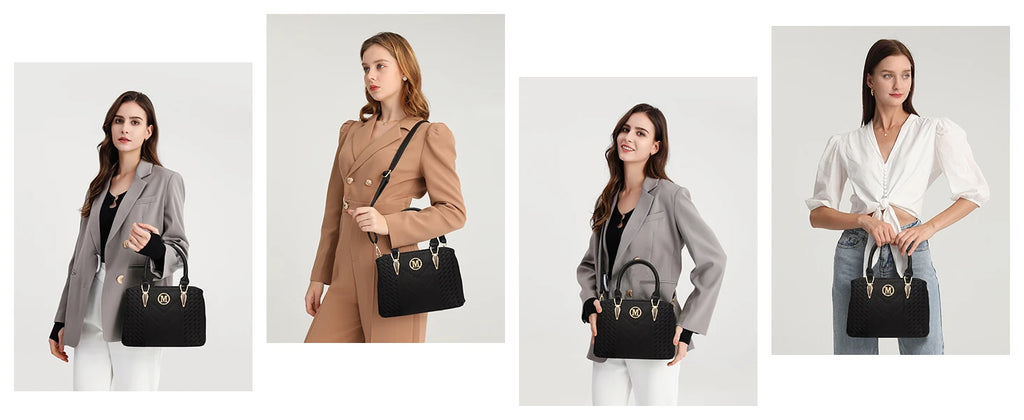 Borsa da donna Miss Lulu, borsa a manico medio con motivo litchi, borsa a tracolla elegante in maglia di alta qualità