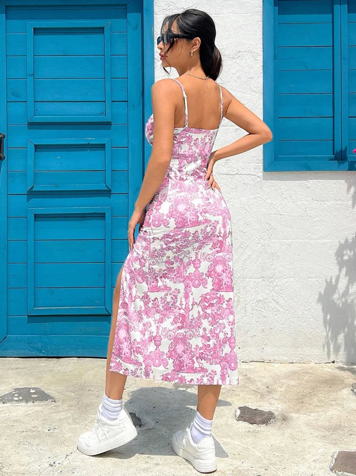 Herfst 2025 Lange Strapless Jurk Wikkelbovenstuk Hoge Split Madeliefje Luipaardprint Overlappende Rok Maxi Jurk
