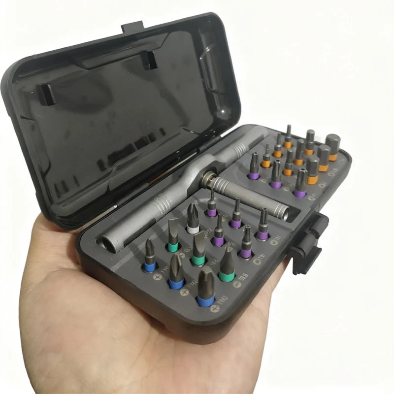Set di cacciaviti a cricchetto magnetici 24 in 1 Punte di precisione con impugnatura Kit di cacciaviti per elettronica fai da te Orologi Strumenti per la riparazione domestica