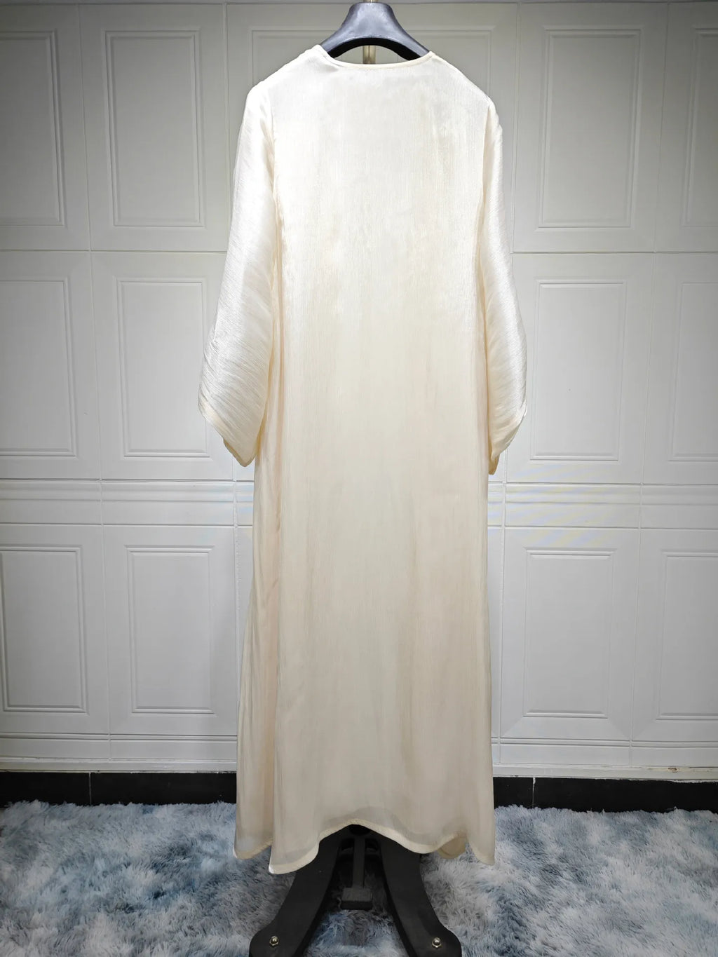 Eid Zijdeachtige Abaya's voor Vrouwen Moslim Jalabiya Ramadan Jurk met Knopen Mouwen Ramadan Kaftan Feestjurken Vestido Largo Cardigan