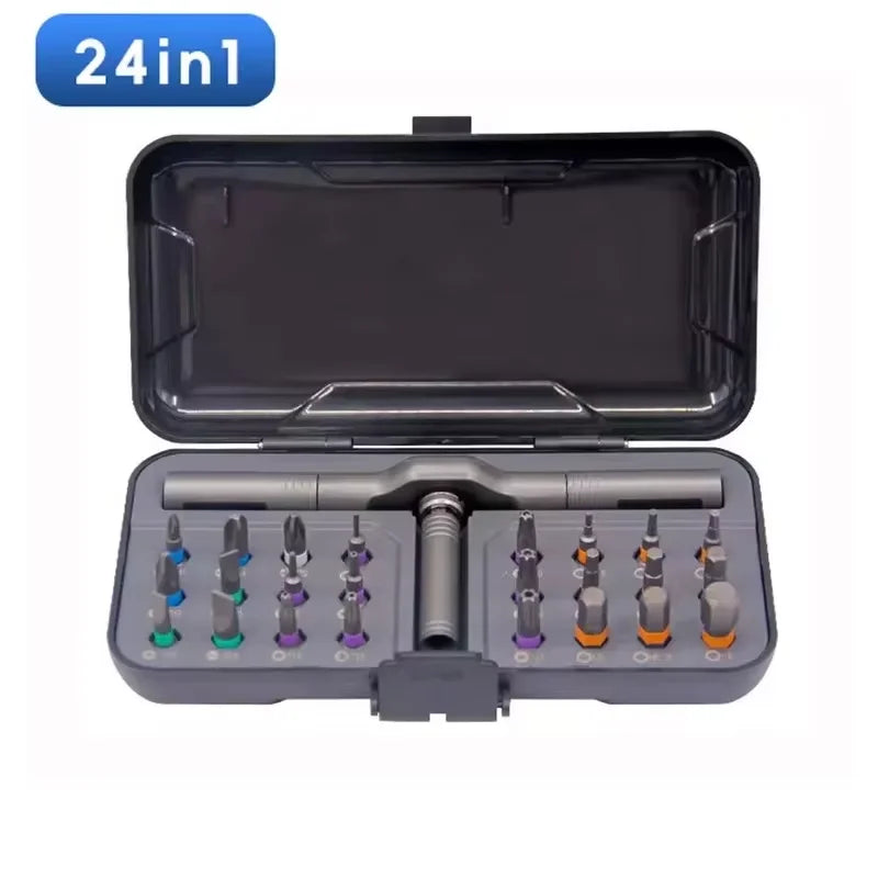 Set di cacciaviti magnetici 24 in 1 Cacciavite a cricchetto magnetico compatto e portatile con manico motore reversibile ad alta coppia