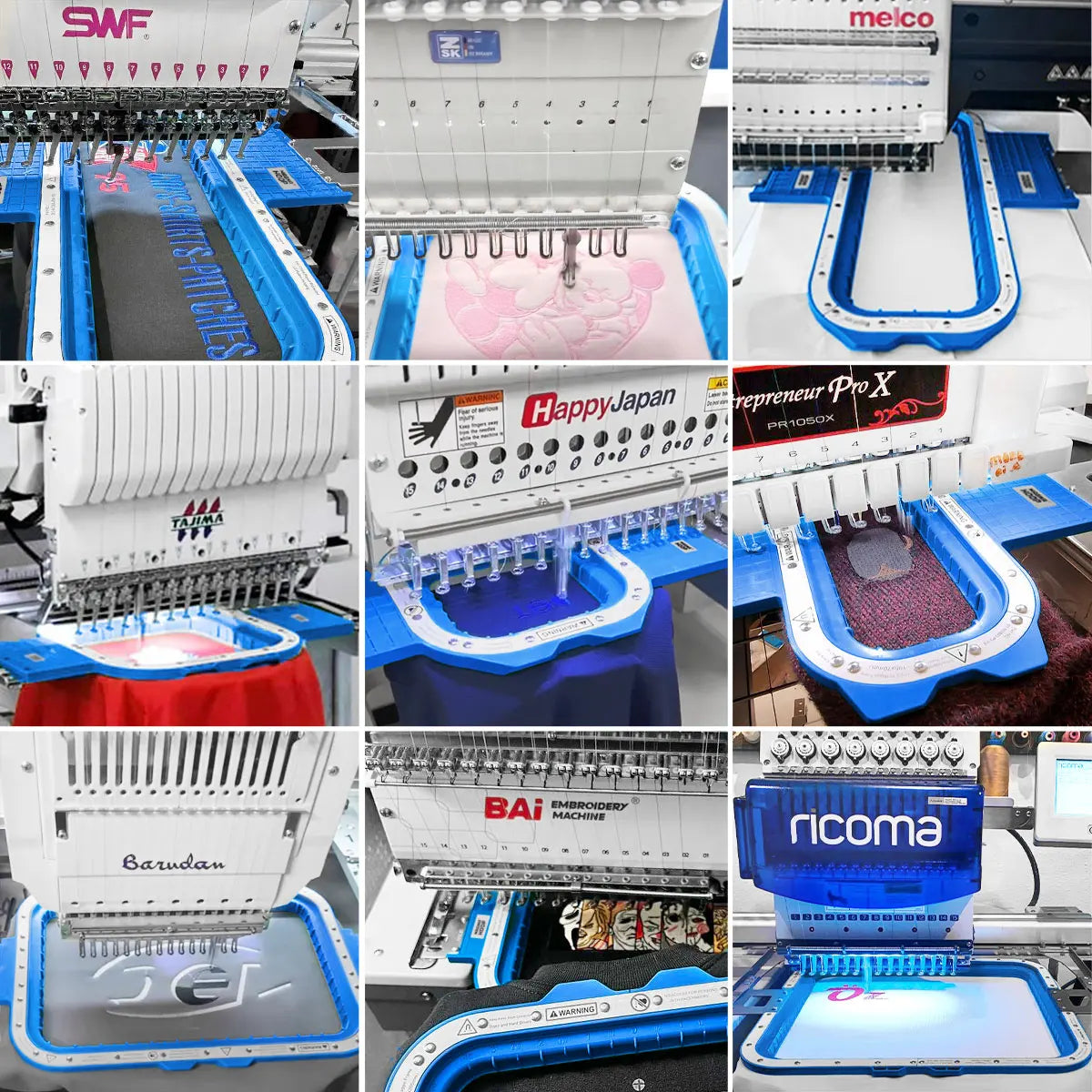 Macchine da ricamo Tajima TEHX-C918 con telaio da ricamo Sewtalent Magnetic Mighty Hoop