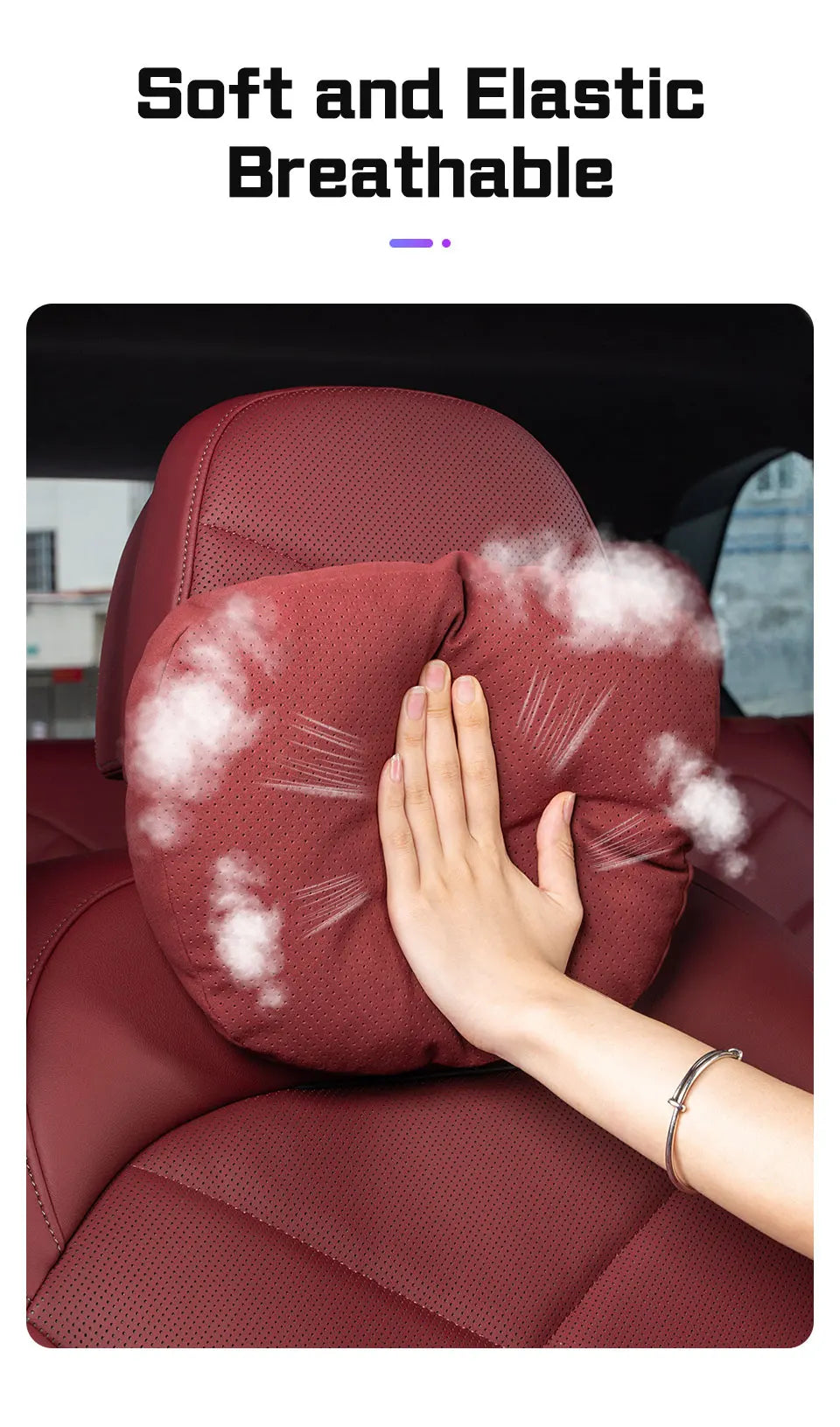 Suede Car Neck Pillow Headrest/Lumbar Support For BAIC JISHI polestone 01 Rox 01 Breathable Cotton Waist Cushion Accessories