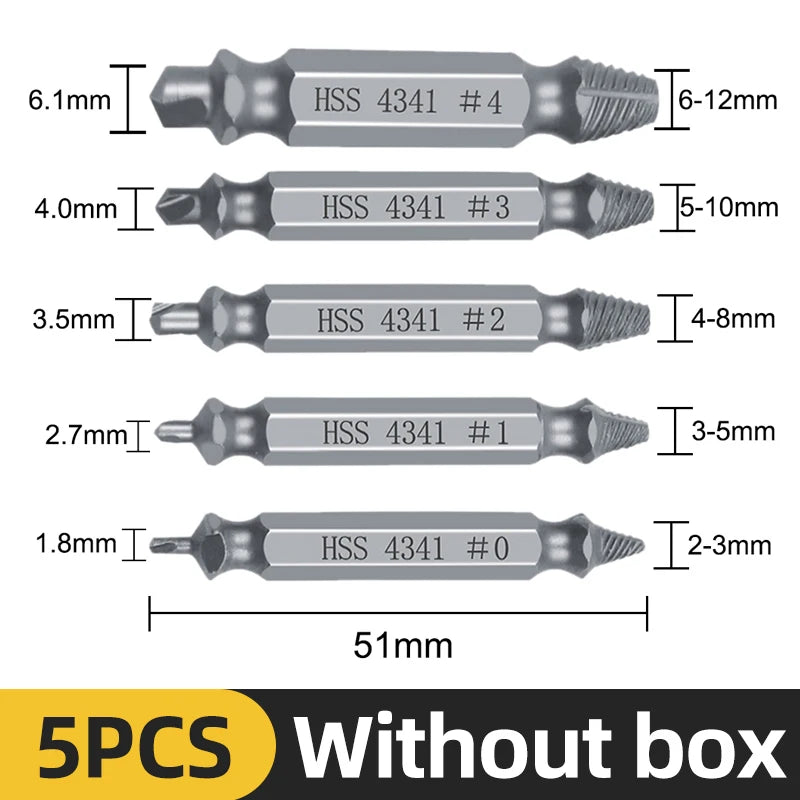 TOOLEYE Beschadigde Schroefverwijderaar Set Centreerboor Set Houtbewerkingsgereedschap Gebroken Boutverwijderaar Bouten Schroeven Verwijderaar Verwijderaar