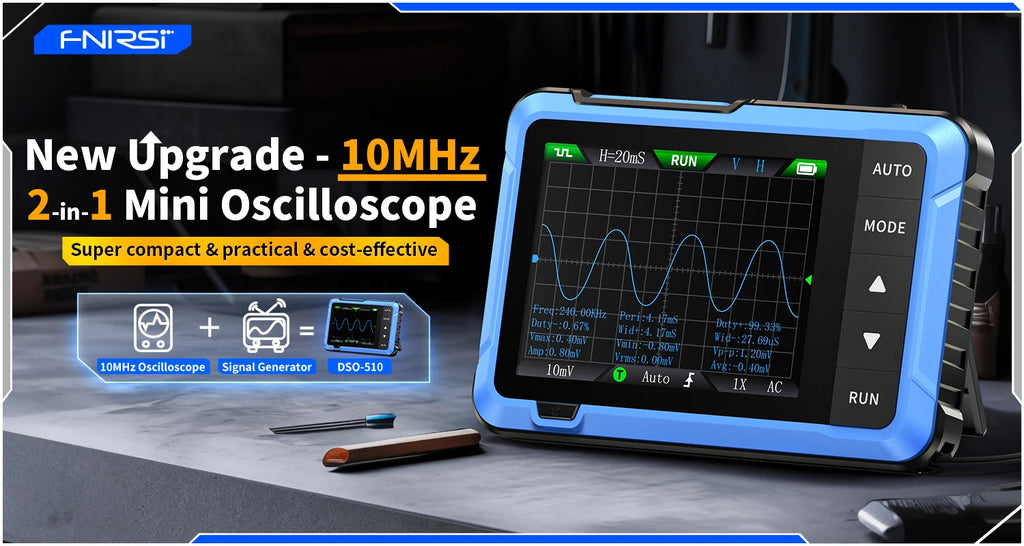 FNIRSI Nuovo DSO510 DSO152 DSO153 Mini Oscilloscopio Digitale Portatile 2 IN 1 48MS/s Larghezza di Banda 10MHz Strumento di Riparazione Elettronica