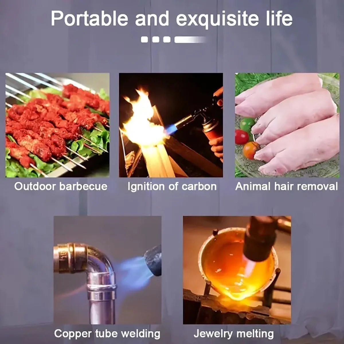 Torcia a gas butano per esterni, fiamma per campeggio, barbecue, cottura al forno, saldatura metalli, accenditore riscaldatore, pistola a fiamma per cucinare