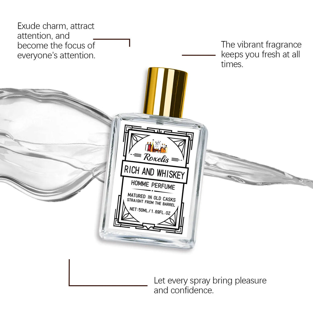 Profumo al Whisky Roxelis Trasuda Eleganza Fascino Duraturo Aumenta la Fiducia Fragranza Leggera Spray Profumato per Uomo 50ml