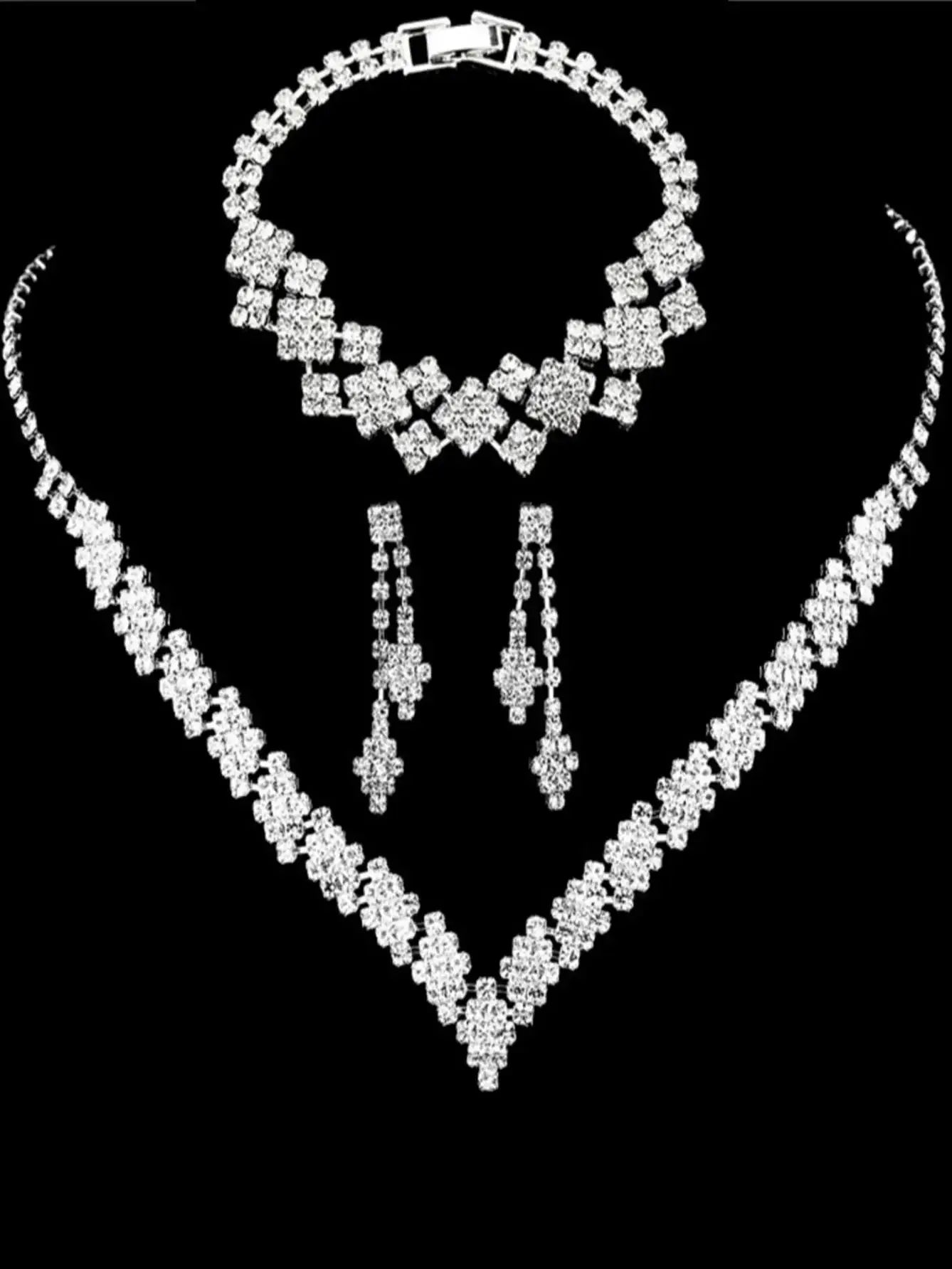 Modieuze verzilverde strass oorbellen met kwastjes, bruidssieraden cadeau, modieuze stijl