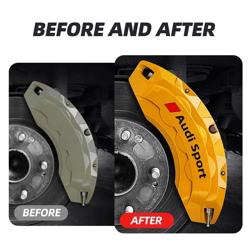 6pcs Car Caliper Sticker for Audi Sport Sline S3 A3 B5 B6 B7 B8 B9 8P 8V 8L A5 A4 C6 C5 A1 A6 A7 A8 Auto Logo Tire Brake Decals