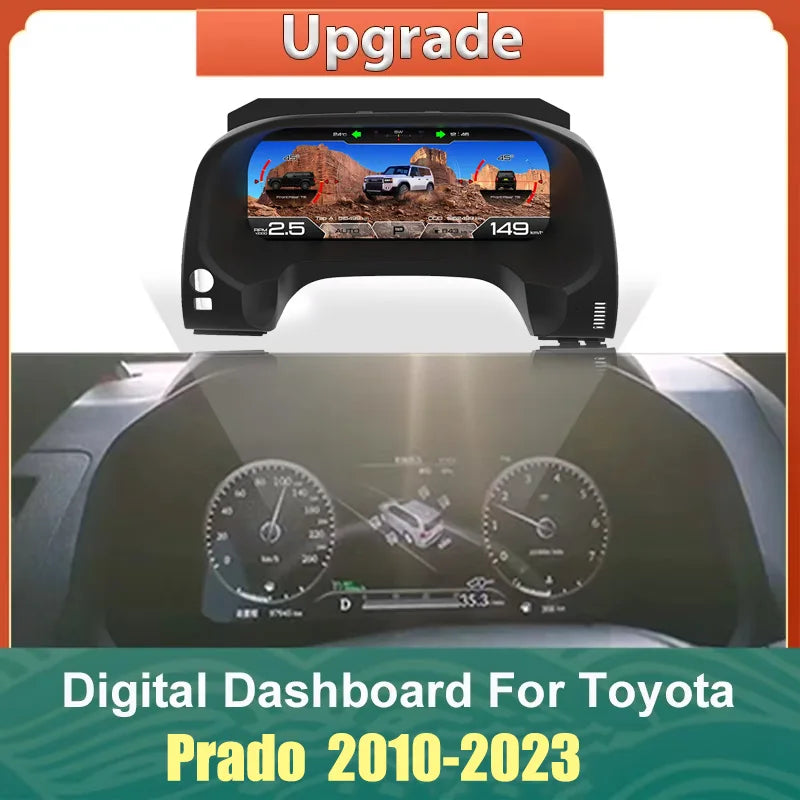 12.3“ Car LCD Digital Cluster For Toyota Prado 2010-2017 2018-2023 Dashboard Virtual Cockpit Instrument Auto Speed Meter Screen
