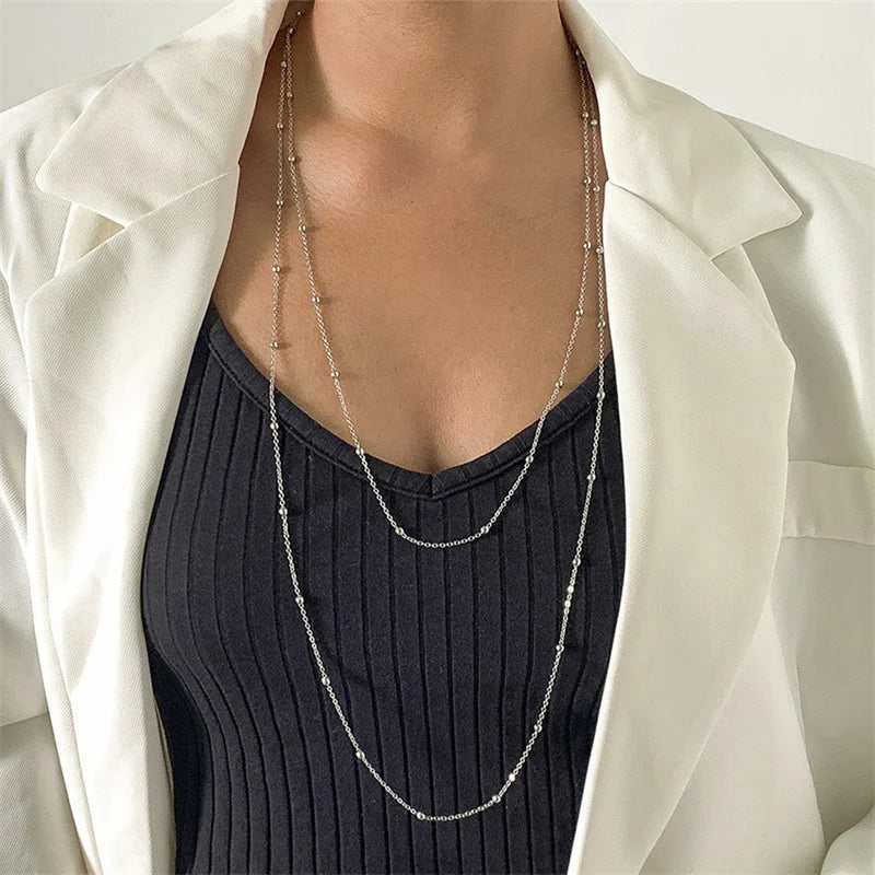 Collana Minimalista con Doppia Catena a Y per Donna, Popolare Collana Lunga con Ciondolo, Gioielli per Feste, Regali per Ragazze