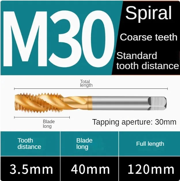 Titanium coated spiral tap extrusion tap tip tap tapping m2m2.5m3m4m5m6m8m10m12m14m16m18m20m22m24