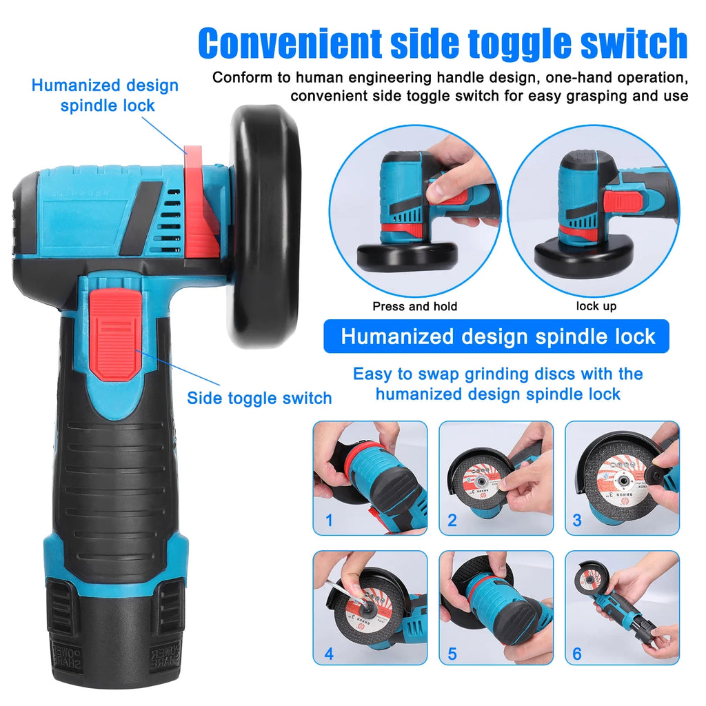 12V Accu Haakse Slijper 19500 tpm Lithium Batterij Mini Polijst Slijpmachine Diamant Doorslijper