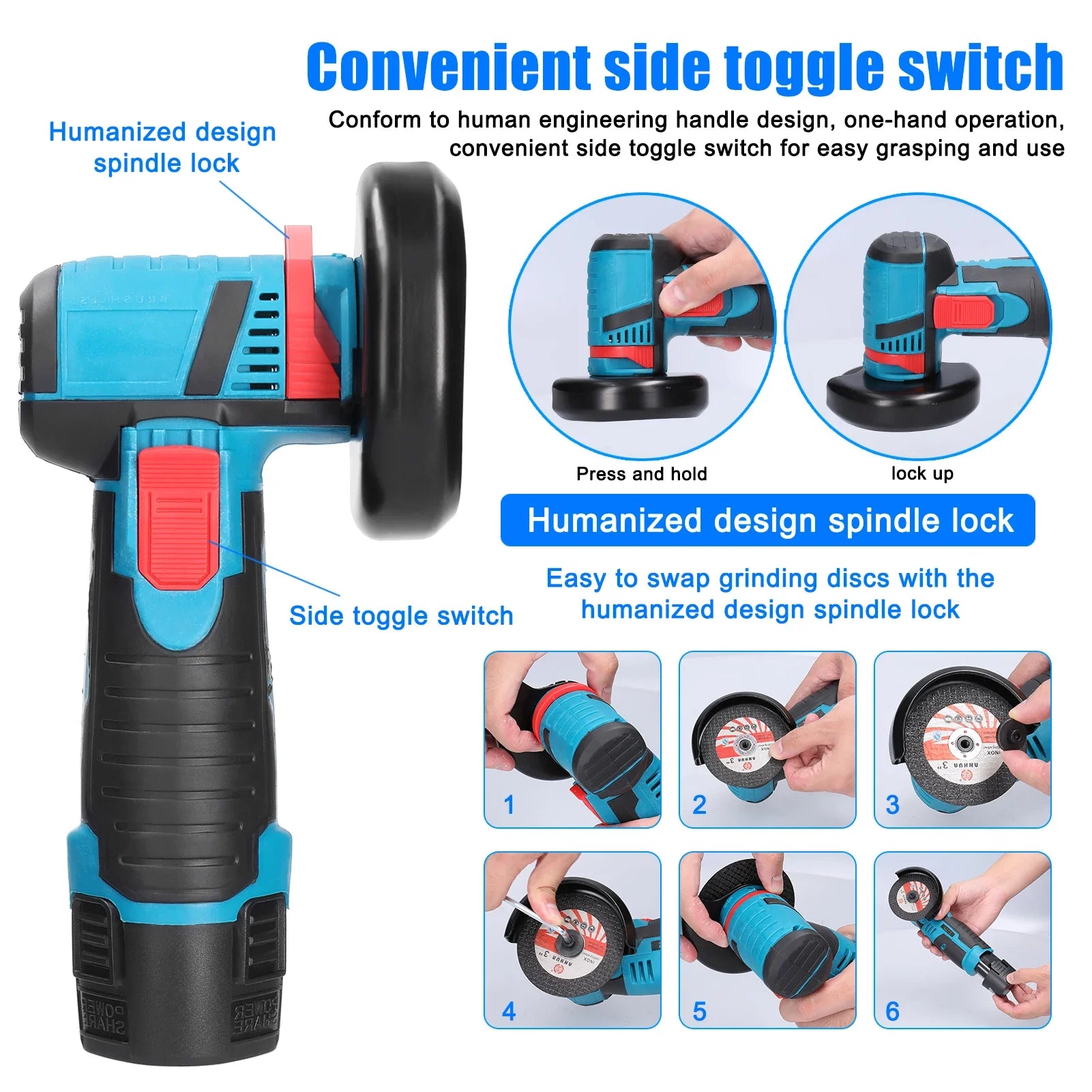 12V Accu Haakse Slijper 19500 tpm Lithium Batterij Mini Polijst Slijpmachine Diamant Doorslijper