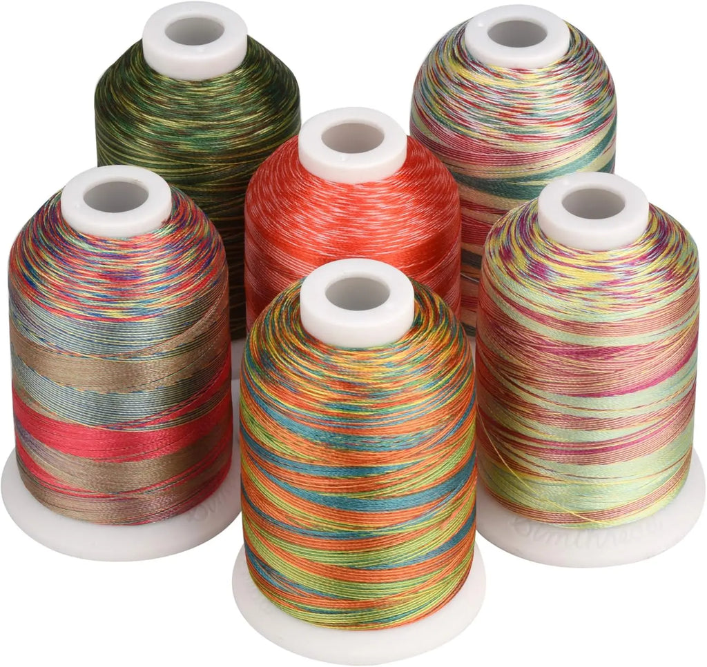 Simthread - Filo da ricamo in poliestere a 6 colori, variegato, 1100 iarde (1000 m), per macchine da ricamo e da cucire