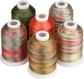 Simthread - Filo da ricamo in poliestere a 6 colori, variegato, 1100 iarde (1000 m), per macchine da ricamo e da cucire