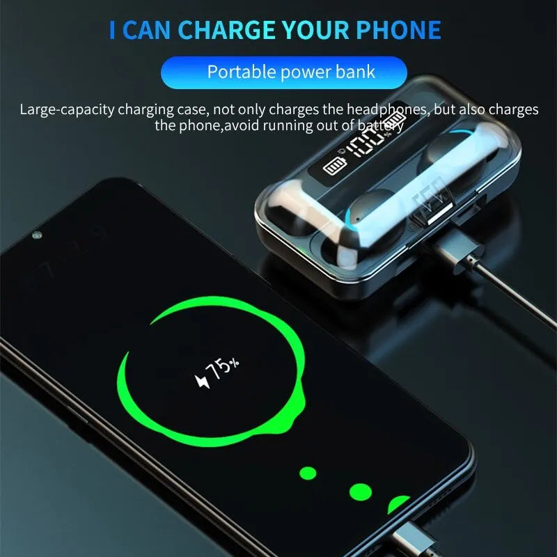 TWS Oortelefoon Bluetooth 5.0 Draadloze Koptelefoon HiFi Stereo Sport Waterdichte Oordopjes Headset Met Microfoon Handsfree Voor iPhone Xiaomi