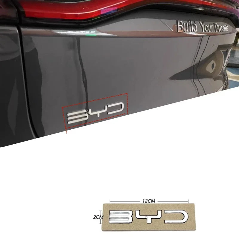 3D ABS Chrome Black Logo Build Your Dreams Emblem Letters Stiker Car Trunk Badge For BYD SEAL SONG Plus ATTO3 SEAL U Accessories